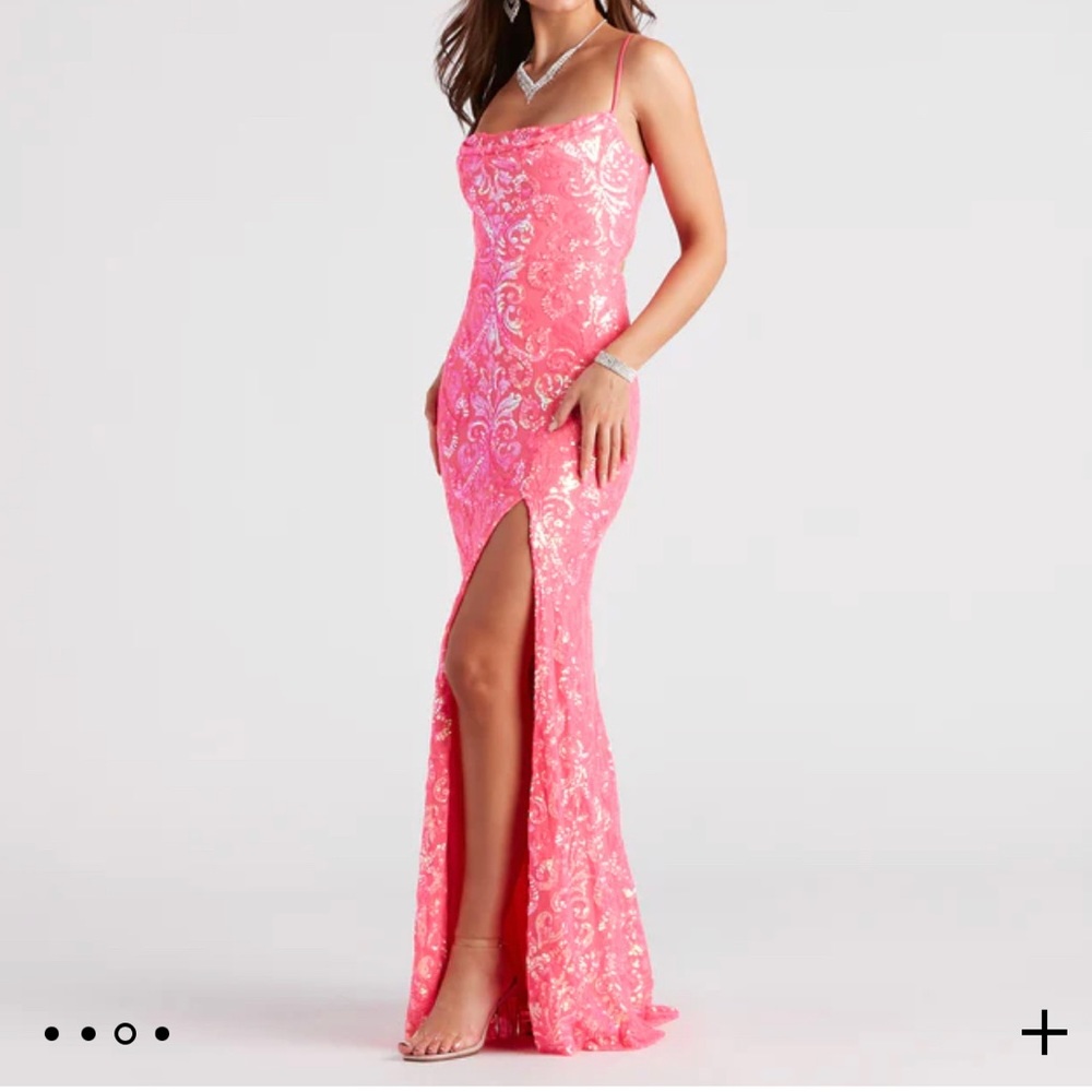 WINDSOR PROM DRESS in Hot Pink.  Strappy back with slit.  Size Small